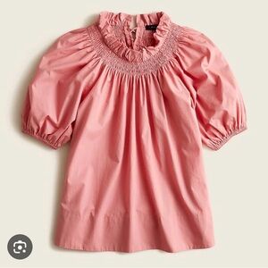 NWOT J. Crew Pink Smocked Puff Sleeve Top